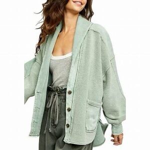 Free People Jordan Slouchy Jacket in washed military green.